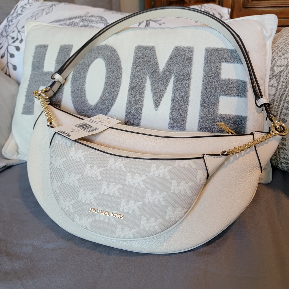 Michael Kors Hollis Leather Arm/Shoulder Bag With Detachable Monogram Pouch NWT